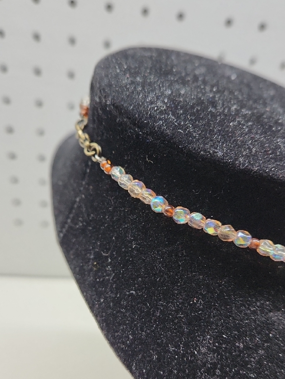 Faceted Brown Pendant Glass Bead Necklace with Matching Brown GlassBead Bracelet - Picture 3 of 12